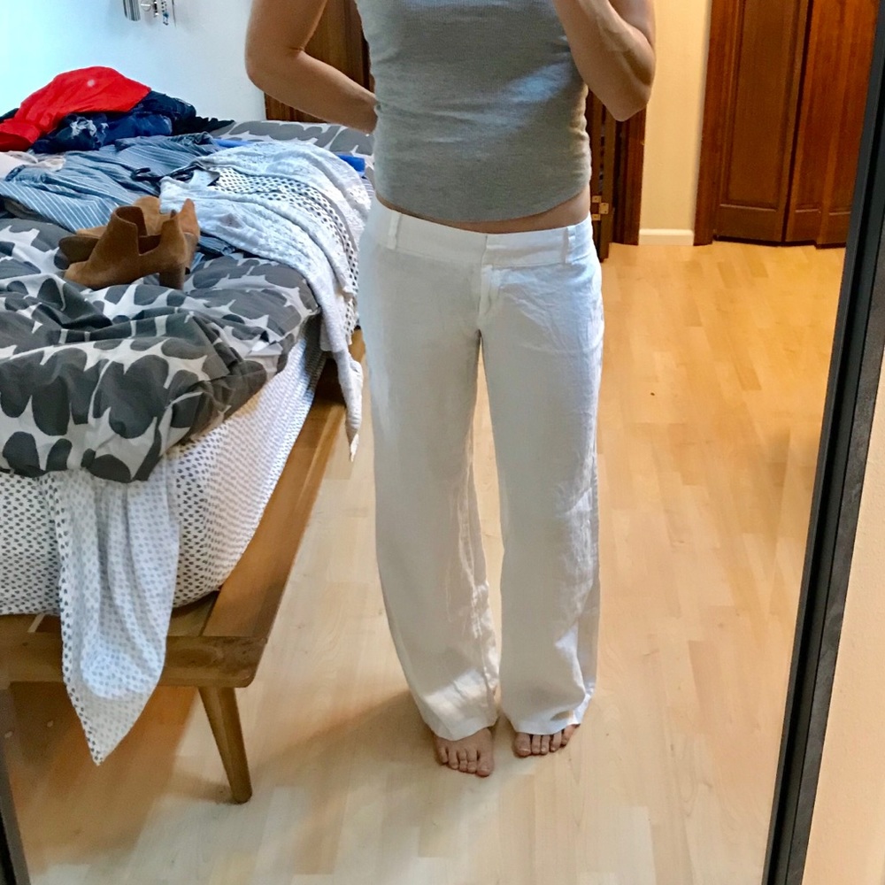 White Linen wise leg pants ☀️